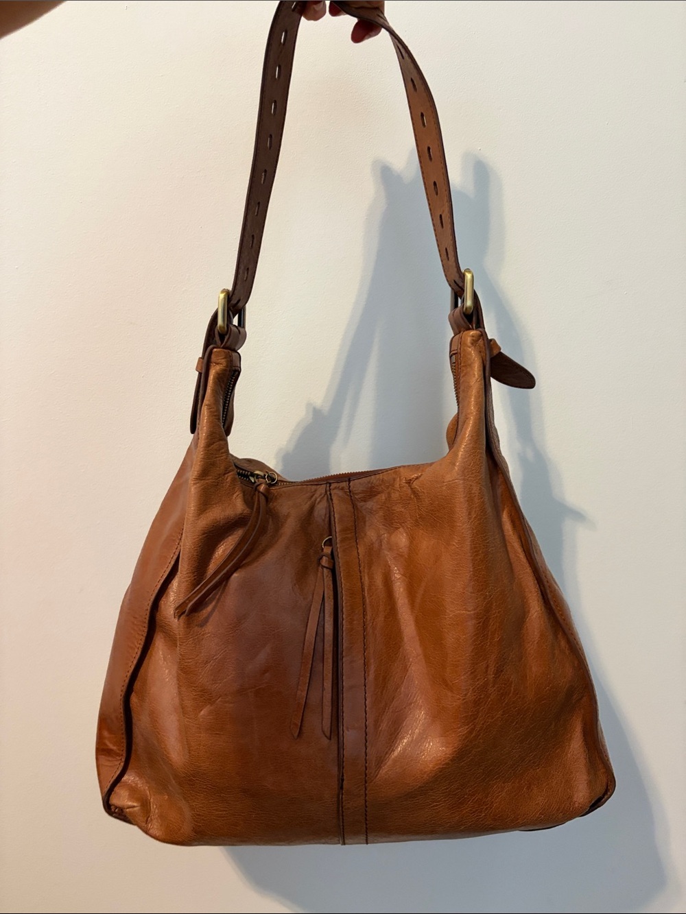 Vintage Brown Leather Hobo Bag